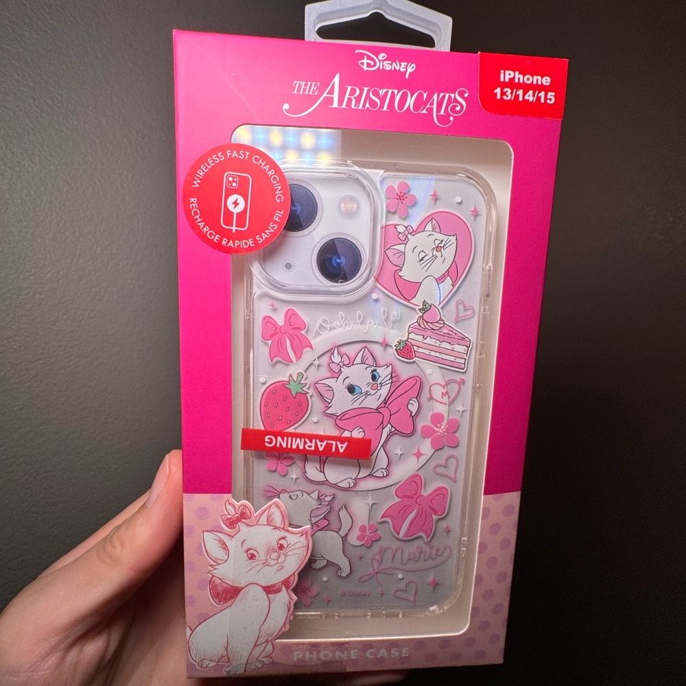 Disney Aristocats Cat iPhone 13/14/15 Coquette Case - Pink and White